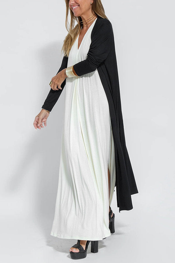 Shades of Happiness Knit Solid Color Slit Drape Cardigan