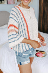 Casual Flared Sleeve Striped Sweater