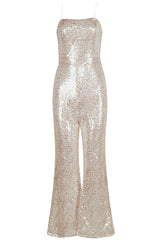 Barbie Sequin Sleeveless Flared Leg Jumpsuit