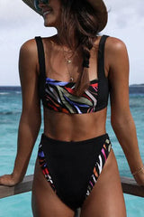 Colorful Zebra Print High Waist Bikini