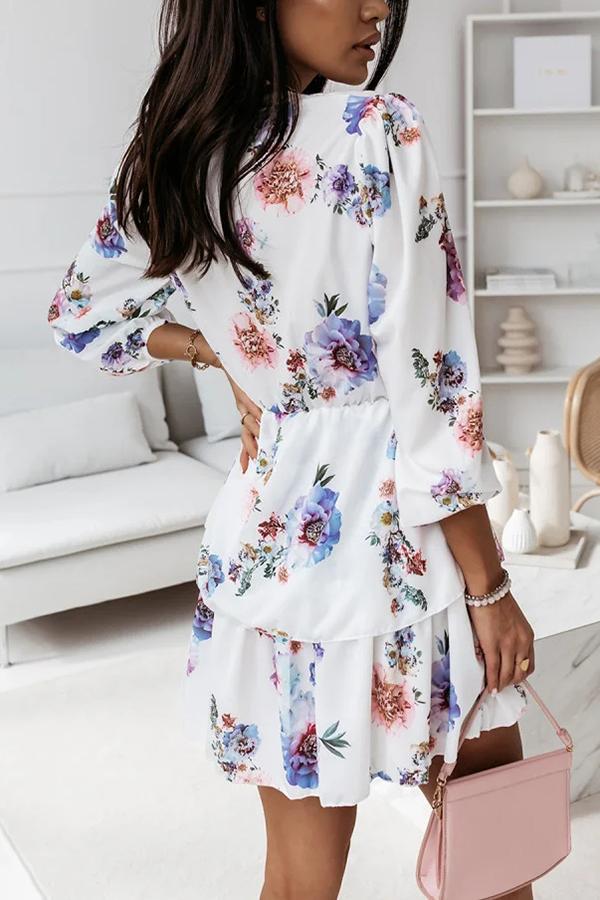 Cherished Time Floral Tiered Mini Dress