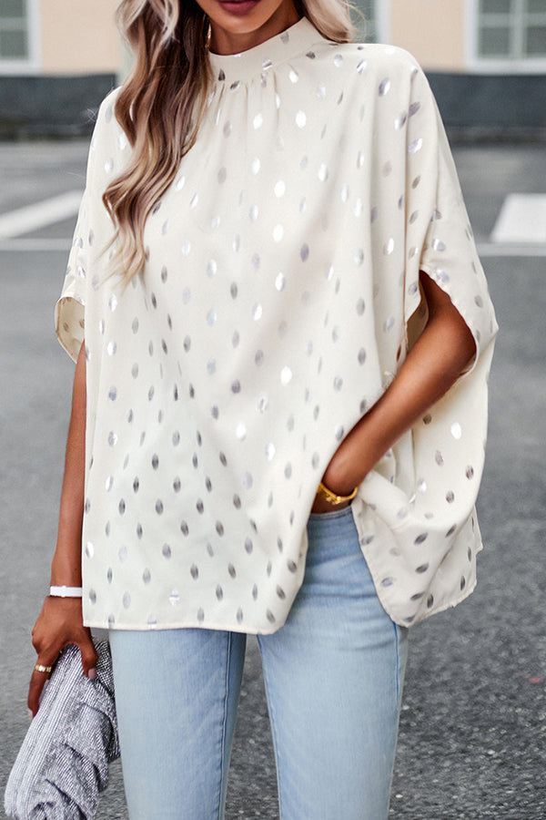 Eliana Polka Dot Print Dolman Sleeve Loose Blouse