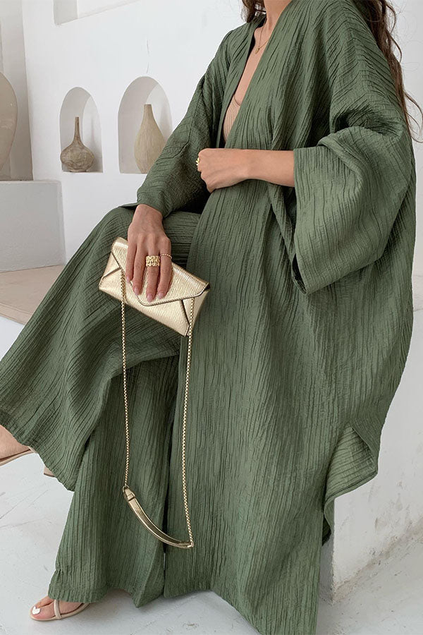 Ruched Textured Oversized Kimono Cardigan
