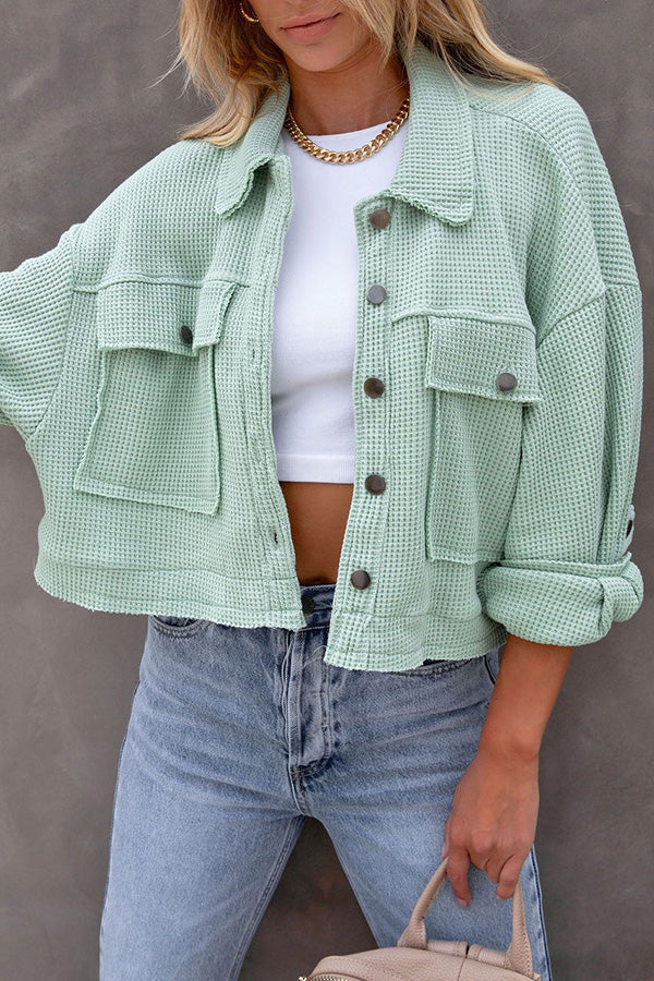 Cool for You Pocketed Waffle Crop Jacket