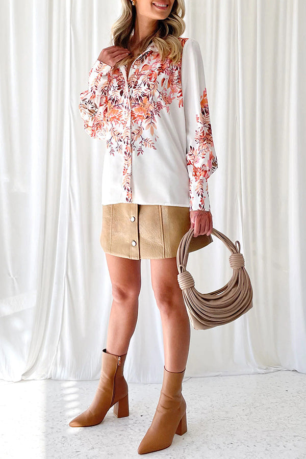 Autumn Off The Look Floral Print Single Breasted Blouse