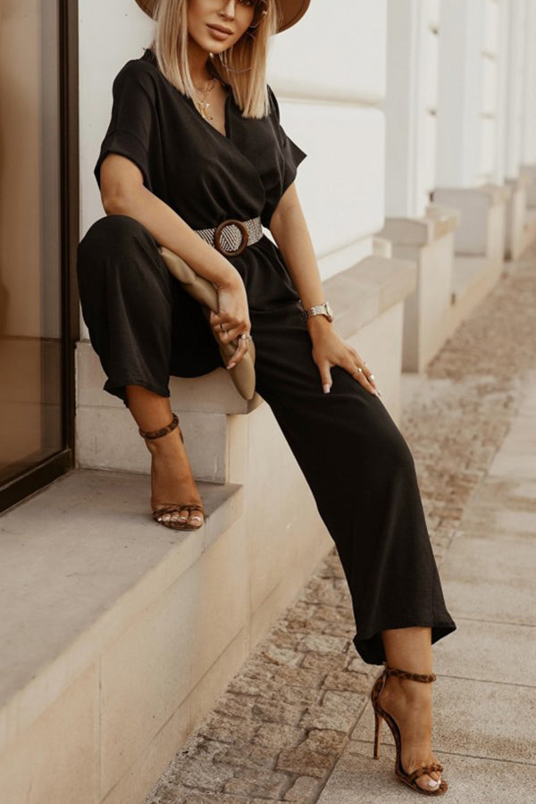 Daytime Diva Belted Wrap Relaxed Jumpsuit