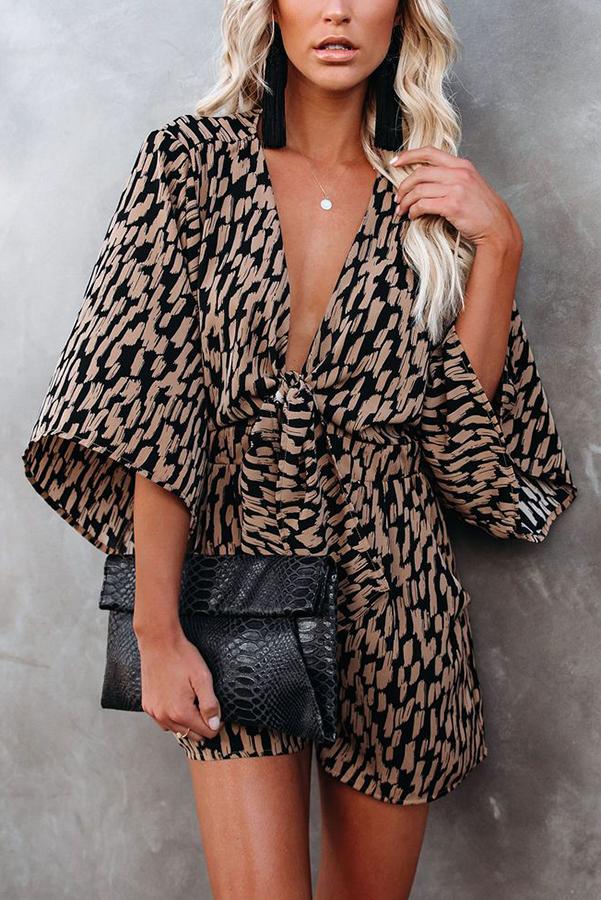 Scratch That Printed Pocketed Tie Romper