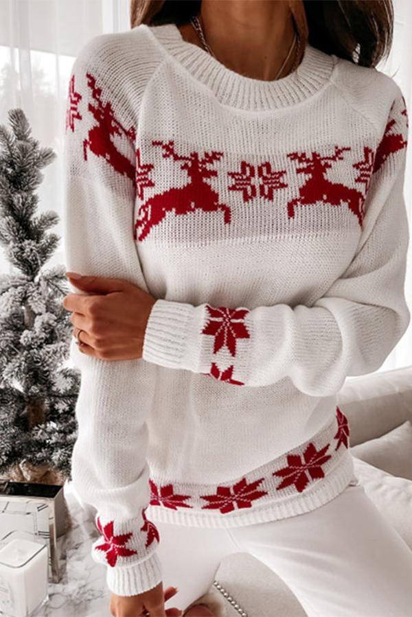 Women's Snowflake Long-sleeved Knitted Christmas Jumper Sweater