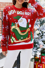 Christmas Print Crew Neck Long Sleeve Sweater