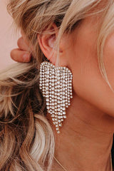 Colorful Heart Sparkling Diamond Tassel Earrings