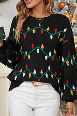 Christmas Print Crew Neck Long Sleeve Sweater