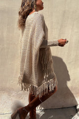 Coming with You Knit Tassel Trim Pocketed Loose Sweater