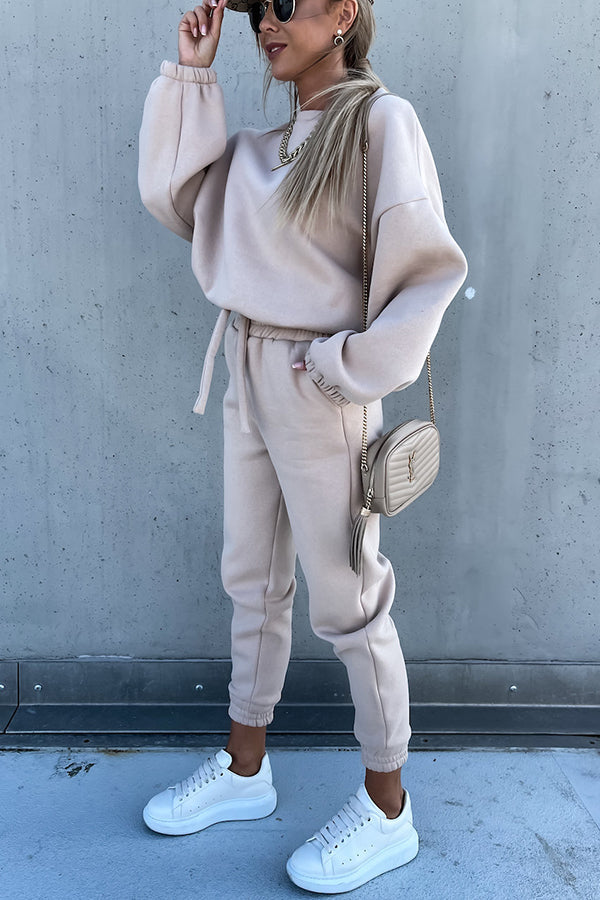 Worth It Sporty Style Solid Color Pants Suit