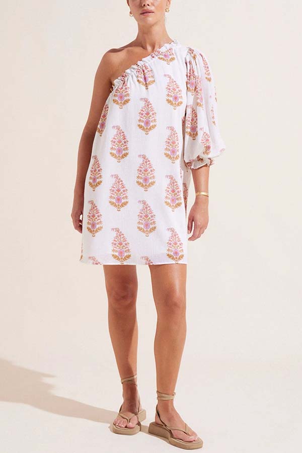 Romantic Asymmetrical Off The Shoulder Floral Mini Dress