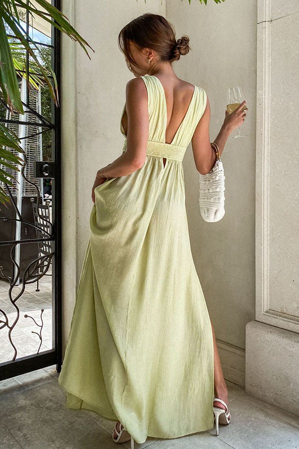 Easy Breezy Deep V Neck Vacation Maxi Dress