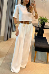 Confident Energy Sculpt Crop Top Wide Leg Pants Suit