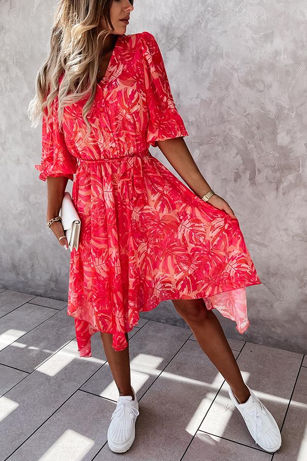 Forevermore Floral Irregular  Midi Dress