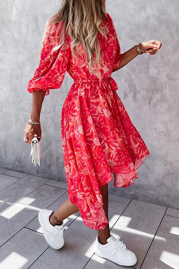 Forevermore Floral Irregular  Midi Dress