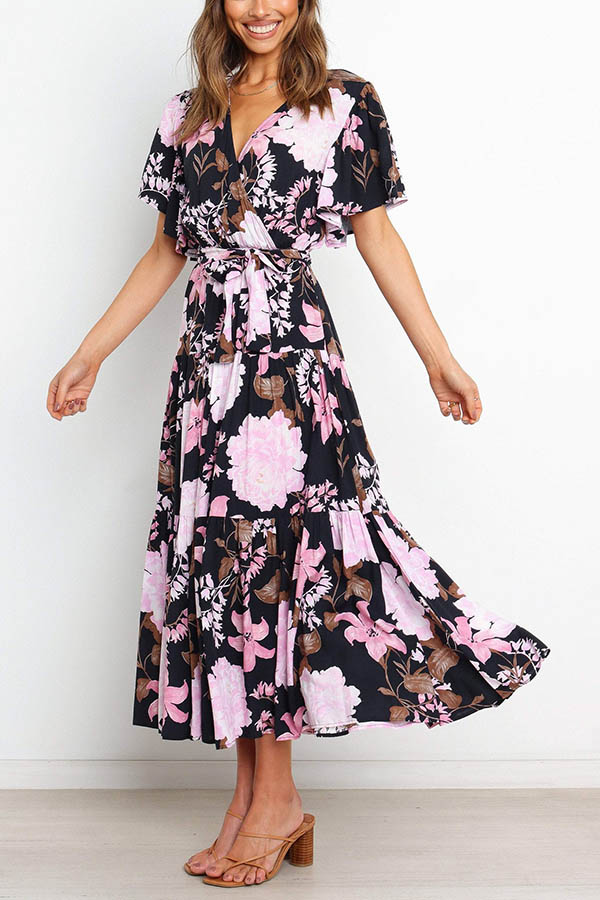 Melody of Summer Floral Ruffle Midi Dress