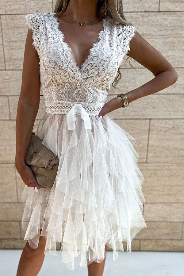 Infinite Beauty Lace Tulle Midi Dress