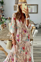 Friendly Smiles Paisley Floral Print Loose A-line Maxi Dress