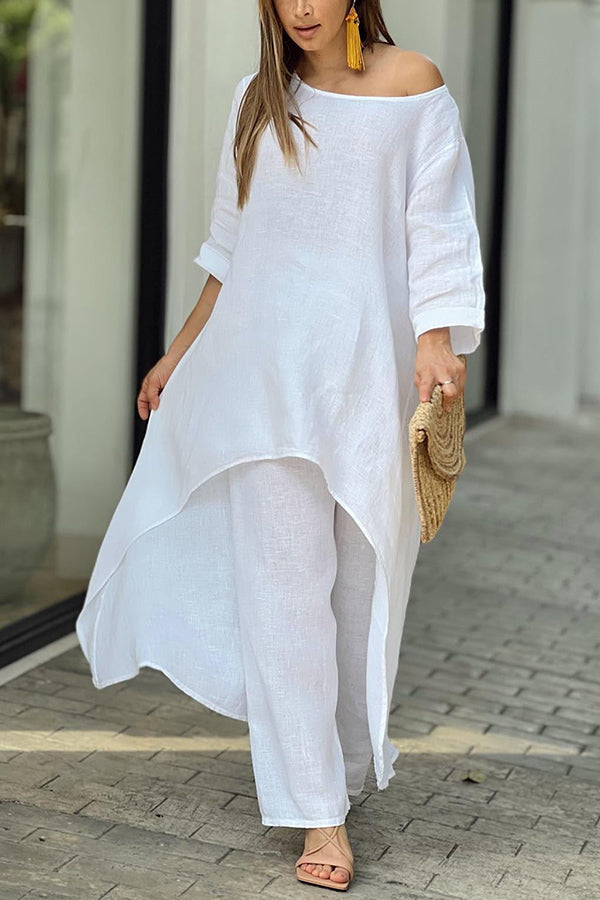 Jaylene Casual High-low Top Two Piece Pants Suit