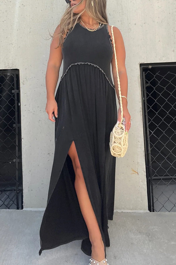 Slit Casual Simple Loose Maxi Dress