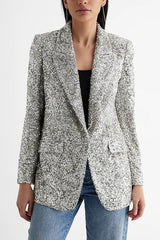 Bring The Sparkle Sequin long sleeve Lapel Blazer