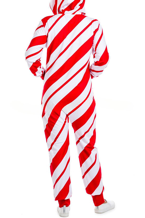 Loungewear-Overall mit Weihnachtsdruck, Reißverschlusstaschen und Kapuze