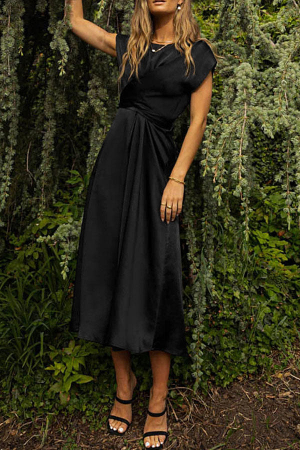 Elegant  All-match Tie Waist Midi Dress