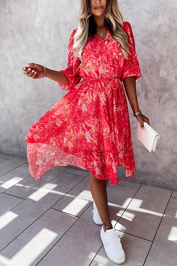 Forevermore Floral Irregular  Midi Dress