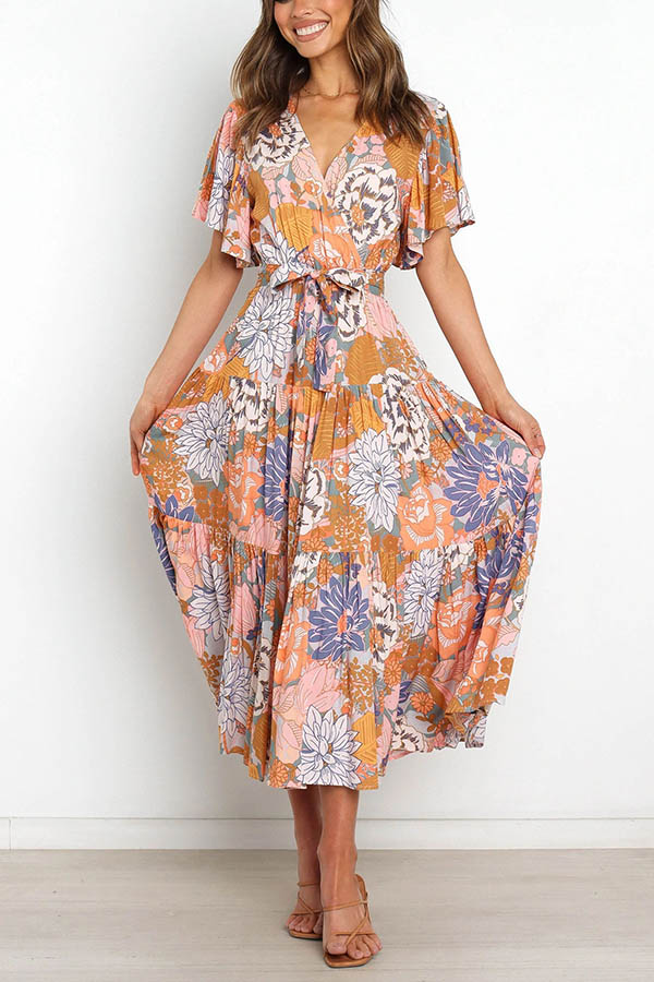 Melody of Summer Floral Ruffle Midi Dress