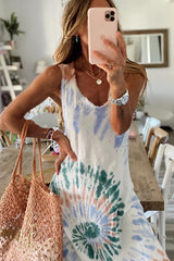 Breath of Fresh Air Tie-dye Printed A-line Maxi Dress