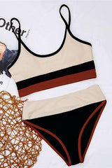 Sporty Color Block High Waist Bikini