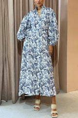 Transform Your Wardrobe Jungle Print Belt Pocketed Shirt Maxi Dress