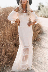 Enchant Dreams Off The Shoulder Tiered Cutout Maxi Dress