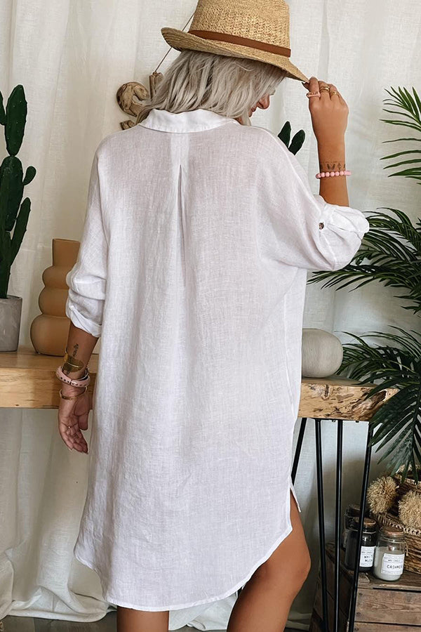 Desert Vibes Pocketed Button Shirt Midi Dress