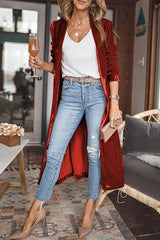 Like Royal Velvet Long Sleeve Pocket Drape Jacket