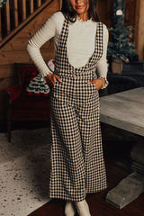 Dreaming of Soho Houndstooth Front Pocket Wide Leg Jumpsuit