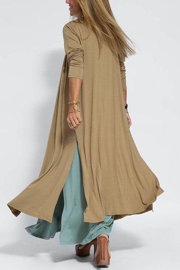 Shades of Happiness Knit Solid Color Slit Drape Cardigan