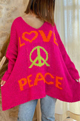 Love Never End Knit Peace Pattern A-line Loose Sweater