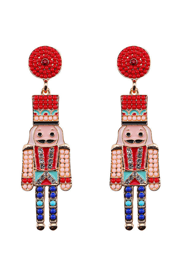 Christmas Little Soldier Electroplated Alloy Earrings