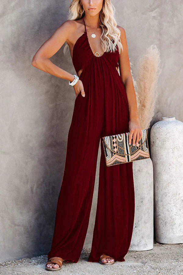 Brave Soul Halter Neck Wide Leg Jumpsuit