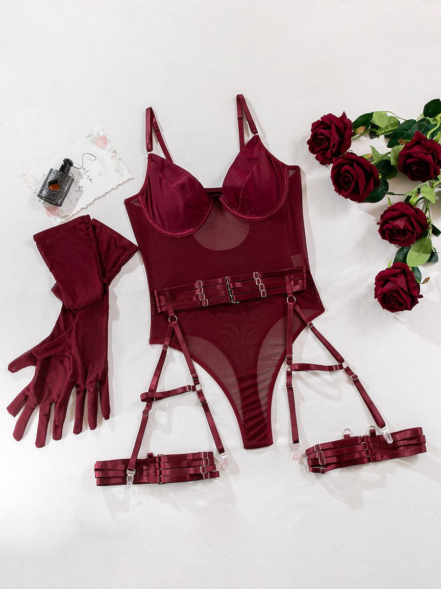 Bandage Burgundy Teddy 3 Piece Set MSL016