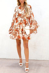 Upon The Harvest Floral Bell Sleeve Mini Dress