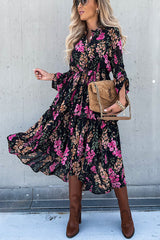 Avril Floral Printed Tiered Midi Dress