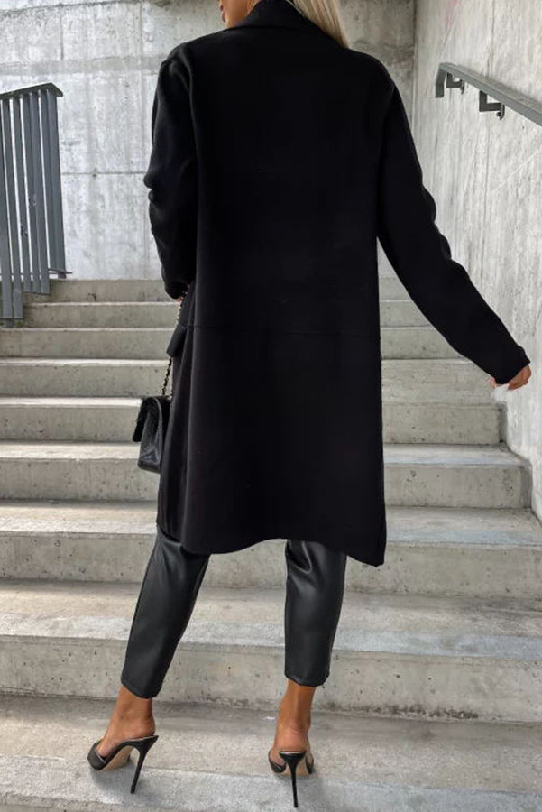 Moody Lapel Pocket Long Sleeve Coat