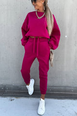 Worth It Sporty Style Solid Color Pants Suit