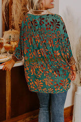 Perfect Luxe Look Velvet Floral Pattern Drape Blouse