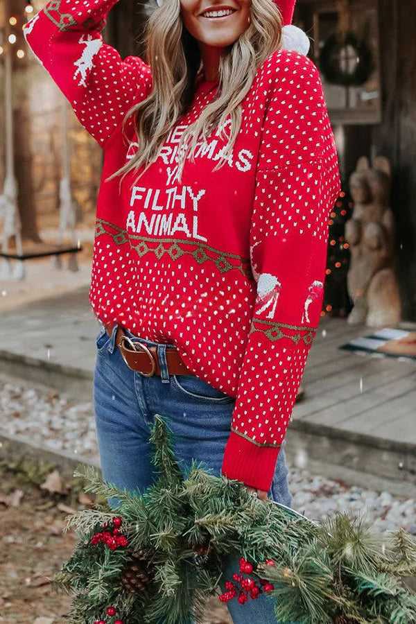 Merry Christmas Ya Filthy Animal Long Sleeve Pullover Sweater